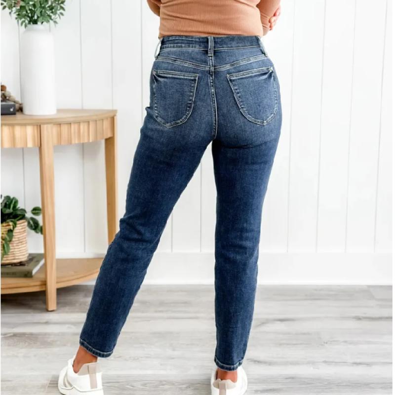 High Stretch Plus Size Women's Casual Jeans, Solid Button Fly High Rise Skinny flare  jeans